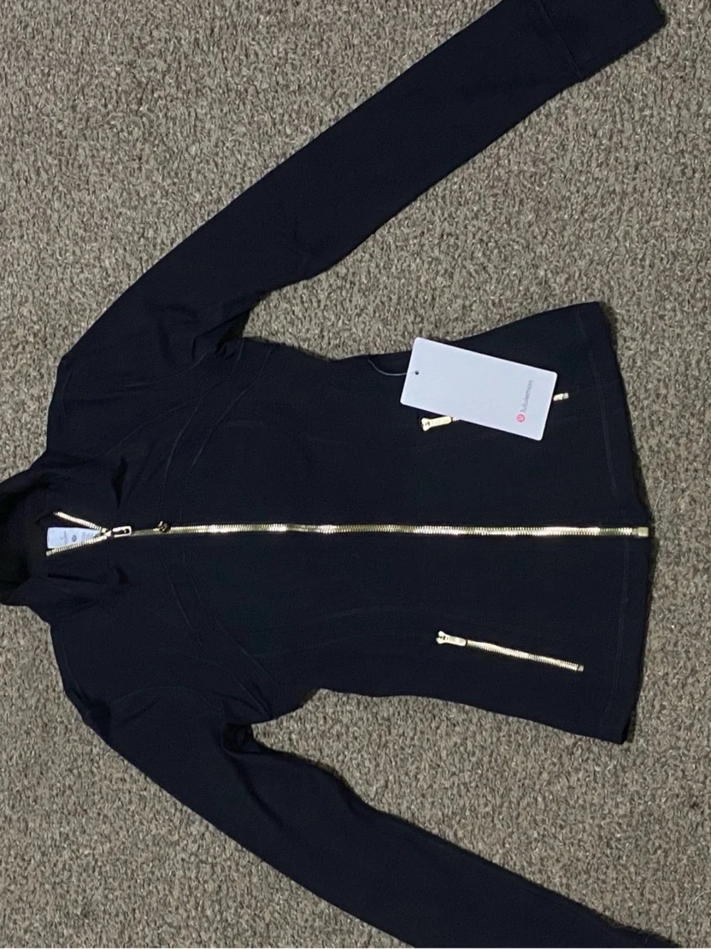 lululemon athletica Black Long-Sleeve Romper with Gold Zippers